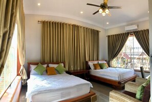 Deluxe Twin kamer, 2 slaapkamers, uitzicht op tuin | Gratis wifi