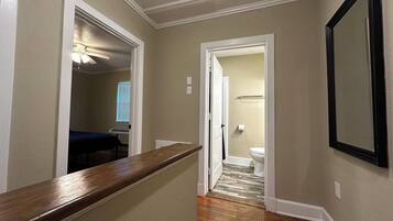 Hair dryer, towels, toilet paper