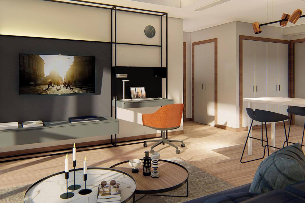 Deluxe Apartment, 4 Bedrooms | Living area | 40-inch flat-screen TV with cable channels