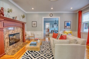 Smart TV, fireplace, video games, stereo