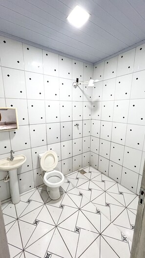 Shower, jetted bath, hair dryer, bidet