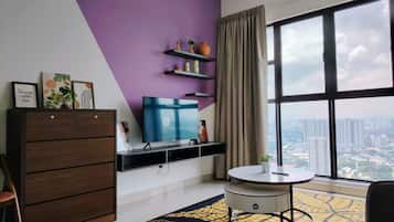 Standard Apartment, 2 Bedrooms, City View | Living area | 32-inch LED TV with satellite channels, Netflix, streaming services
