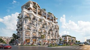 A multi-story hotel with arched windows and balconies, featuring a modern architectural design. - Lasong Hotel & Villas Sam Son By The Unlimited Collection (Nam Sam Son)