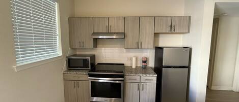 Fridge, microwave, oven, dishwasher