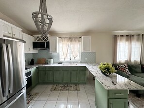 Microwave, oven, stovetop, electric kettle