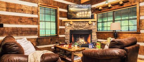 Fernseher, Kamin, DVD-Player, Tischfußball