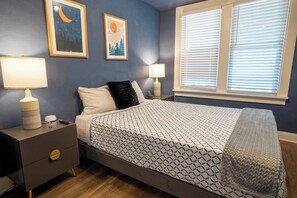 4 bedrooms, desk, iron/ironing board, travel cot