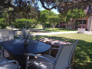Terrace/patio - Sea & Garden View Apartment at Genari Beach (Pyrgos)