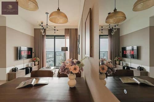Design Apartment, 2 Bedrooms, Balcony, City View | Living area | 42-inch flat-screen TV with cable channels