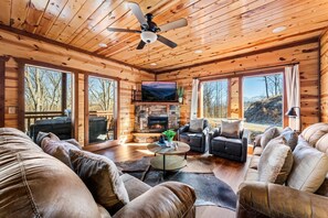 Smart TV, fireplace, video games, foosball