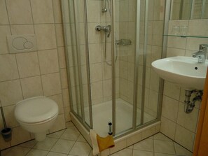 Single Room, Mountain View | Bathroom | Shower, hair dryer, towels - Gasthof Buglhof (Sankt Englmar)