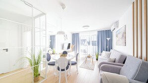 Apartment, Kitchenette, Courtyard View | 1 bedroom, in-room safe, laptop workspace, blackout drapes - Apartamenty EDEN & sauna Posesja Kapitańska Grzybowo by POSESJA APARTAMENTY (Grzybowo)