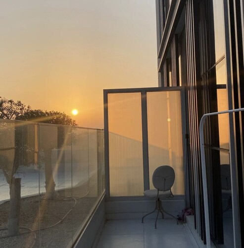 Minimalist apartment centric big terrace