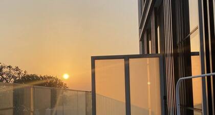 Minimalist apartment centric big terrace