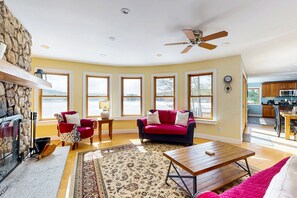 TV, DVD player, foosball, table tennis