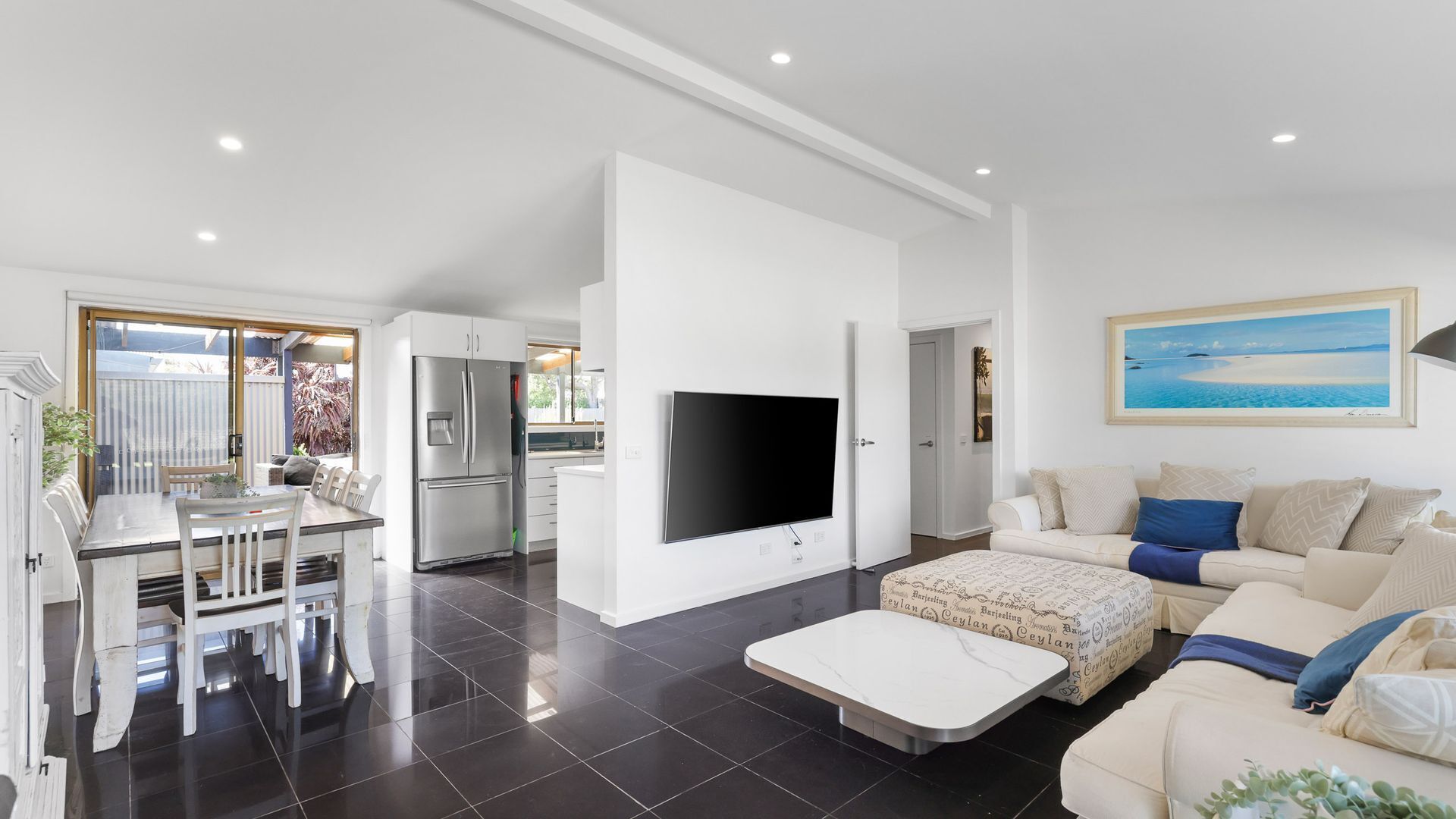 Fireplace, table tennis, books