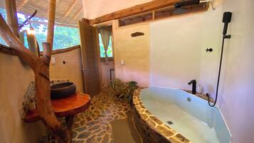 Regadera, secadora de cabello, toallas, jabón