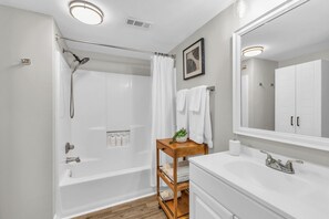 Hair dryer, bidet, towels, soap