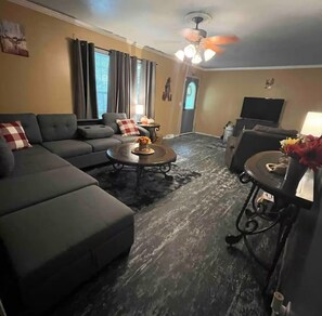 Smart TV, fireplace, table football, ping pong