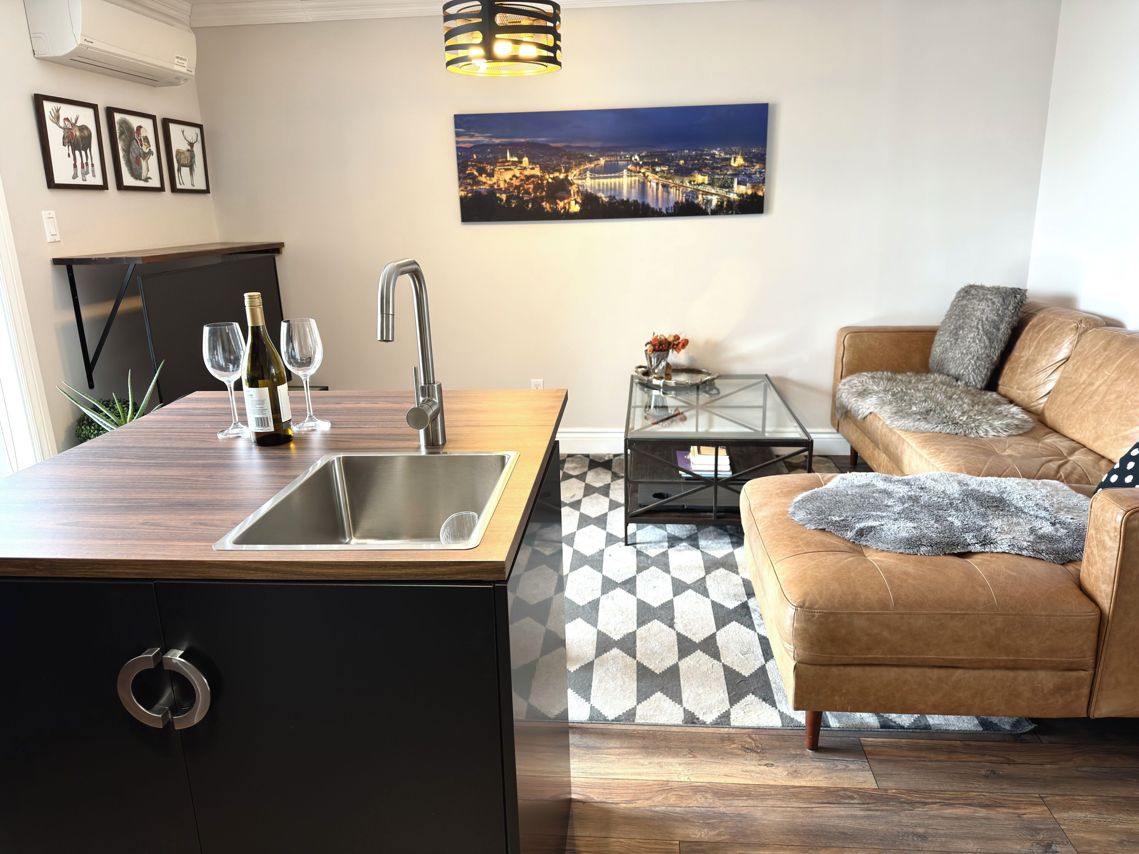 Smart TV, fireplace, ping pong, books