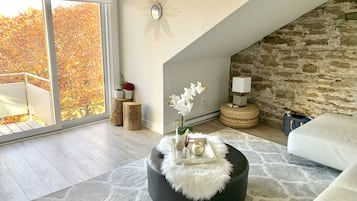 Smart TV, chimenea, tenis de mesa y libros