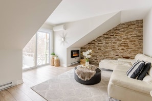 Smart TV, fireplace, ping pong, books
