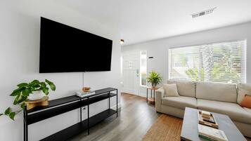 Smart TV, fireplace, video games, foosball