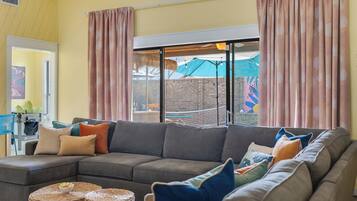 Smart TV, fireplace, video games, table football