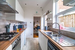 Fridge, microwave, oven, toaster