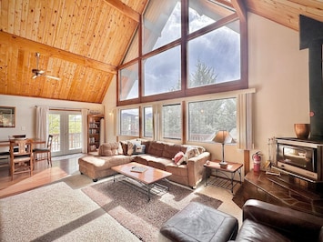 Enjoy ther A Frame Cabin with a huge comfy living space