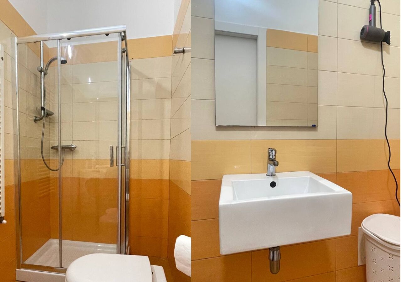 Dusj, toalettartikler (inkludert), hårføner og bidé