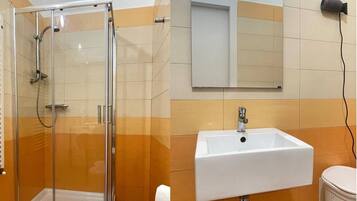 Dusj, toalettartikler (inkludert), hårføner og bidé