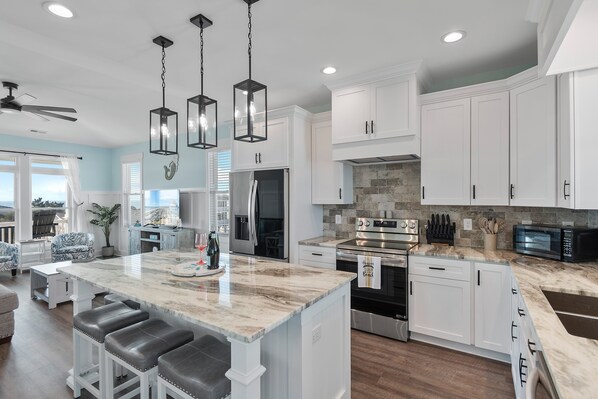 Fridge, microwave, oven, dishwasher