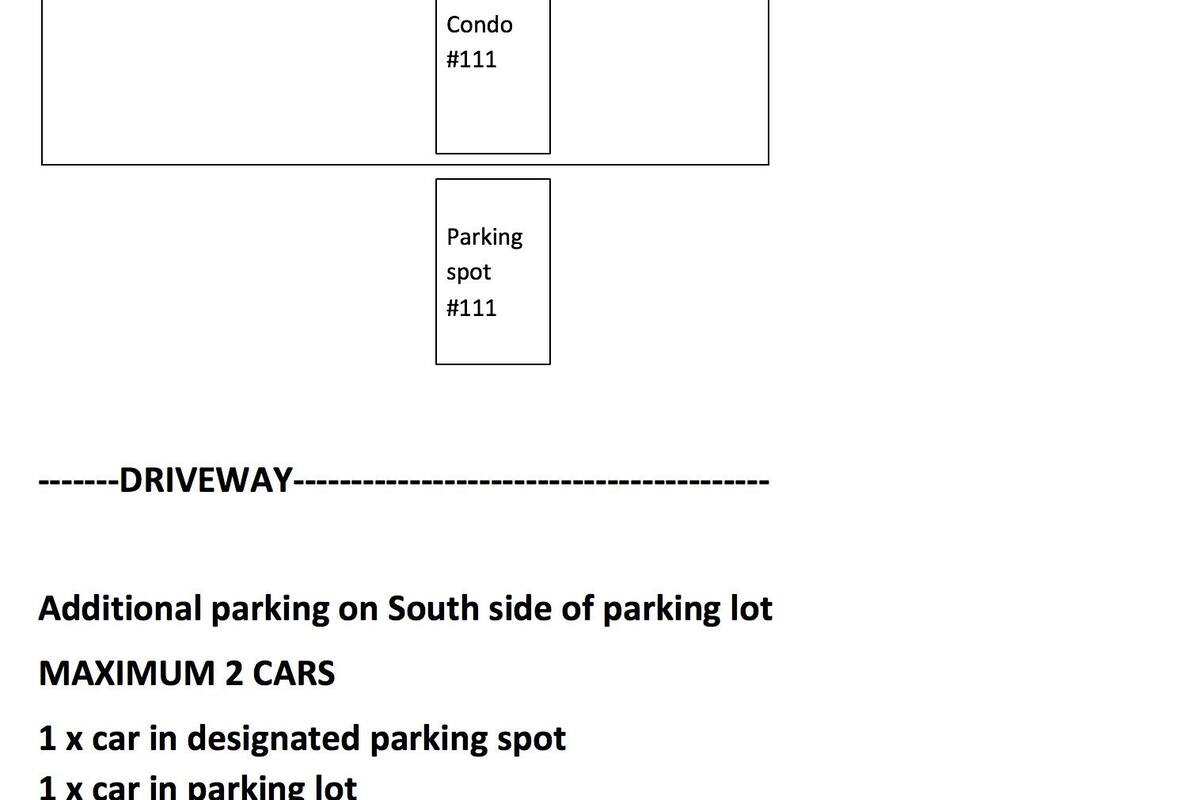 A parking plan for Toro Bravo, including a designated parking spot and a condo.