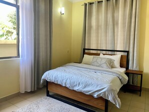 2 bedrooms, desk, iron/ironing board, travel cot