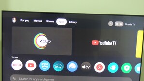 A television screen displaying a user interface with app icons for Netflix, Prime Video, Disney+, Apple TV, and YouTube TV. - Cozy 2-Bedroom basement Suite with Private entrance South Winnipeg. (Winnipeg)