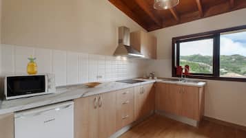 Kjøleskap, mikrobølgeovn, kokeplater og kaffetrakter/tekoker