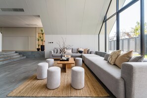 6-Bedroom Indoor Pool Villa (Hoshi) | Living area | 48-inch LCD TV with cable channels, DVD player - WABI SABI Onsen Villa Hua Hin (Hua Hin)