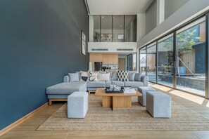 5-Bedroom Outdoor Pool Villa (Yuugen) | Living area | 48-inch LCD TV with cable channels, DVD player - WABI SABI Onsen Villa Hua Hin (Hua Hin)