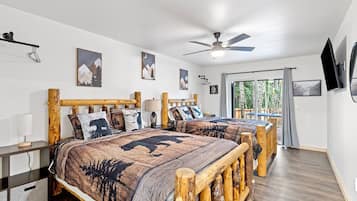2 bedrooms, desk, iron/ironing board, travel crib