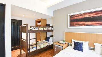 Family Bunk Suite - City View | Premium bedding, desk, laptop workspace, free WiFi