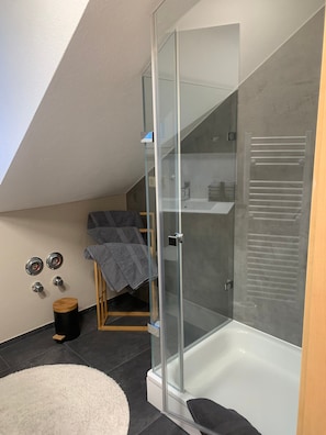 Dusche, Haartrockner, HandtĂŒcher