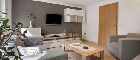 TV, DVD player, stereo