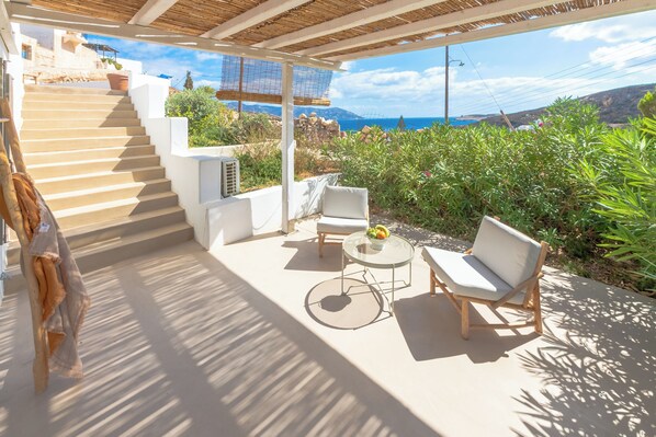 Economy Double or Twin Room, Partial Sea View | Terrace/patio - Psathaki  (Kimolos)