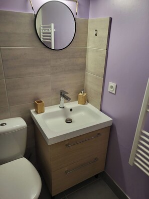 Douche, séchoir à cheveux, papier de toilette