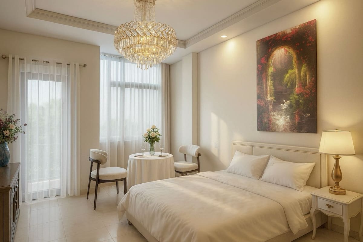 Deluxe-rum - 1 queensize-säng - rökare - utsikt mot staden | Exteriör