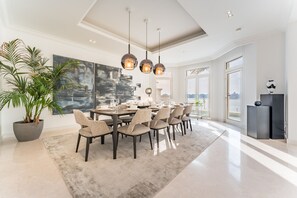 Dining - Beachfront 3BR Villa with Private Gym, Pool, Jacuzzi & Workspace, Palm Villa (Dubai)
