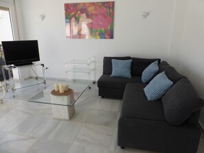 House, 2 Bedrooms, Smoking, Terrace | Living room - Duplex With sea View (Roquetas de Mar)