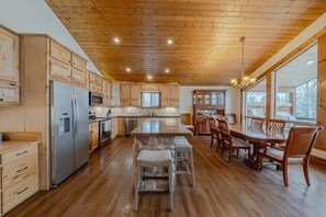House, Multiple Beds, Patio, Mountain View (Flathead River Retreat) | Private kitchen | Fridge, microwave, oven, stovetop - Flathead River Retreat For 15! (Columbia Falls)