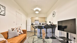 Comfort Apartment, 2 Bedrooms | Living area - 2 Bed Flat with Parking Near Waterfront (Barry)